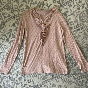 🩷 Ann Taylor LOFT Blush Pink Ruffle Top